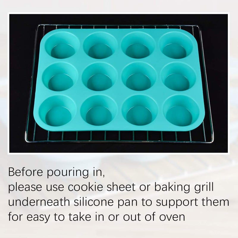 CAKETIME Silicone Muffin Pan Set, Cupcake Pans 12 Cups Silicone Baking Molds, Food Grade, Pinch Test Approved, Pack of 2 - Image 3